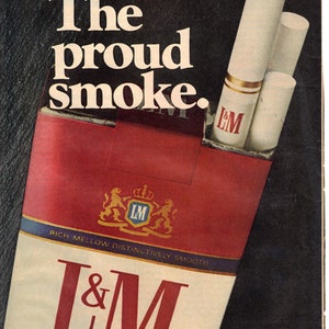 Vintage 1975 Print Ad for L & M Cigarettes