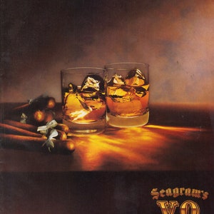 Vintage 1989 Print Ad for Seagram&#39;s V.O. and Glenlivet Scotch