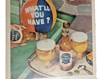 Vintage Print Ad -1952 for Pabst Blue Ribbon Beer and Campbell&#39;s Soup