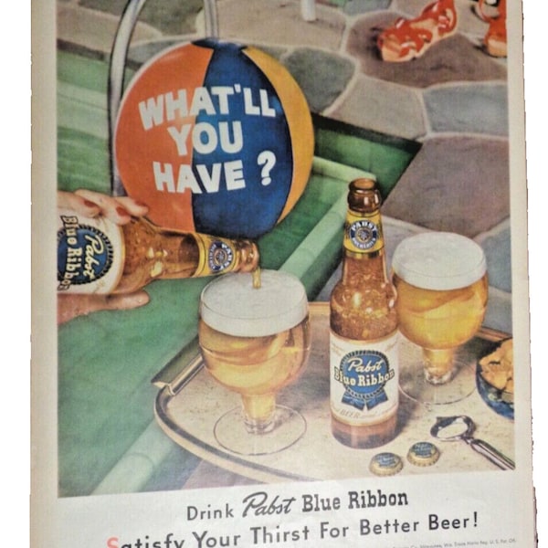 Vintage Print Ad -1952 for Pabst Blue Ribbon Beer and Campbell's Soup