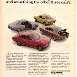 Vintage 1971 Print Ad for Toyota and Viceroy Cigarettes