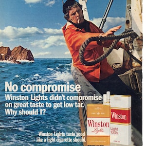 Vintage 1980 Print Ad for Winston Lights Cigarettes