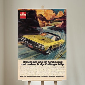 Vintage 1972 Dodge Challenger Rallye printadvertentie| Digitale download| Afdrukbare muurkunst