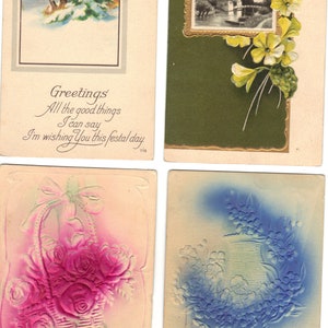 Lotto di 4 cartoline di auguri antichi - Lotto 1009