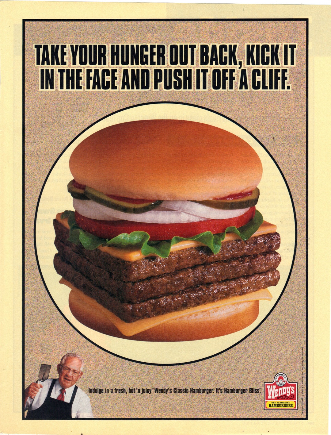 Vintage 1999 Print Ad for Wendy's Hamburgers - Etsy