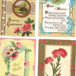 Lotto di 4 cartoline di auguri antichi con fiori - Lotto 992