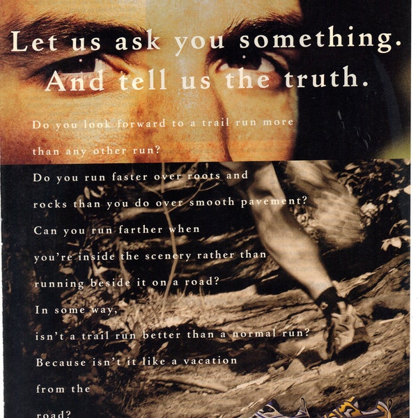 Vintage 1999 Print Ad for Asics GEL-Trabuco and GEL-Nandi DS Shoes