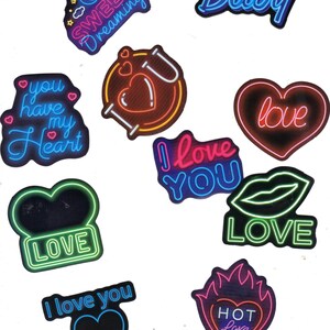 Set of 10 Neon Stickers for Crafts and Scrapbooking