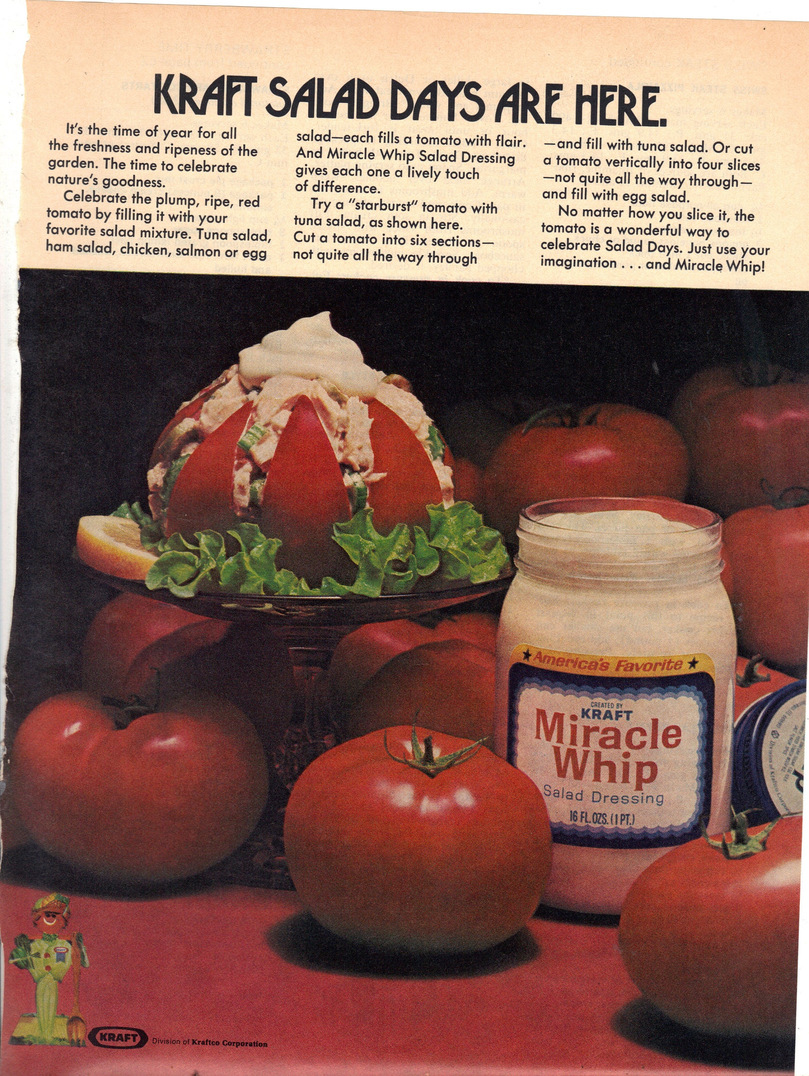 Vintage 1974 Print Ad for Kraft Miracle Whip - Etsy