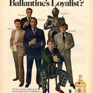 Vintage 1971 Ballantine&#39;s Scotch and Camel Filter Cigarettes Print Ad