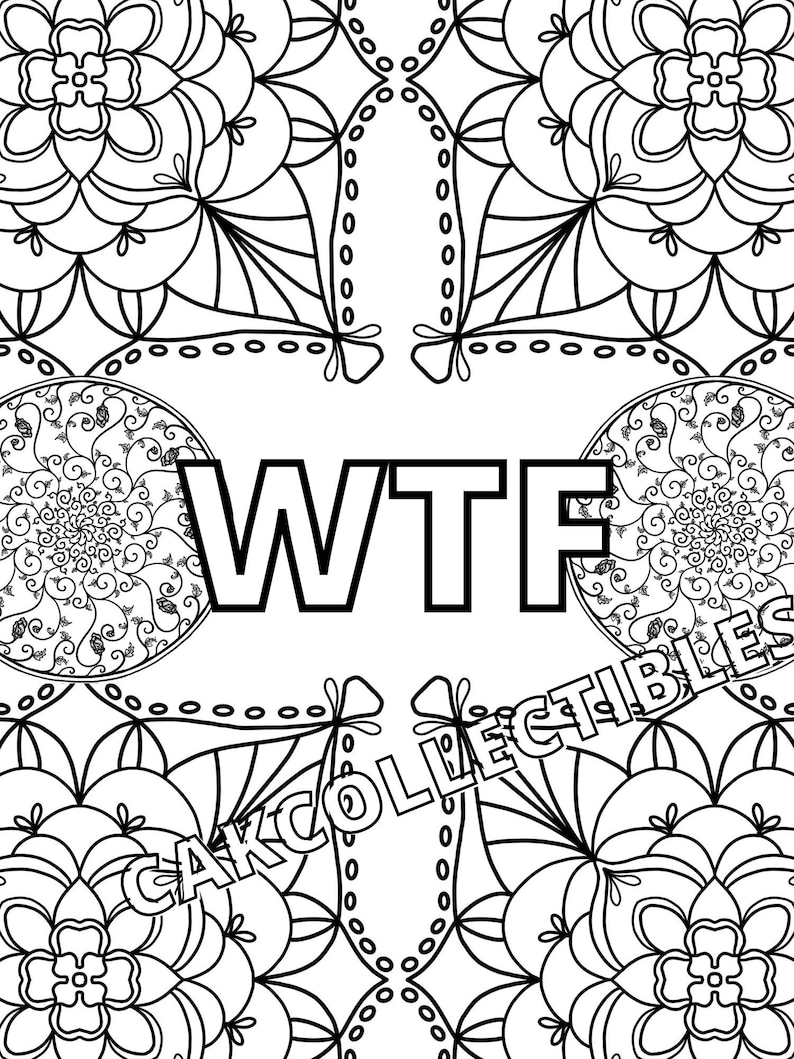 Printable Adult wtf Mandala Coloring Pages - Etsy