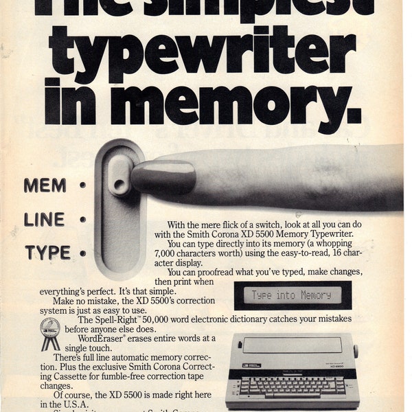 Vintage 1989 Print Ad for Smith Corona Typewriters