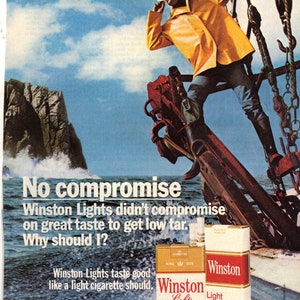 Vintage 1980 Print Ad for Winston Lights Cigarettes