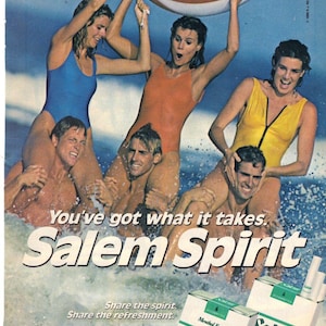 Vintage 1985 Print Ad for Salem Lights Cigarettes - Girls Bathing Suits