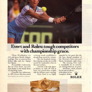 Vintage 1989 Rolex Print Ad w/ Chris Evert