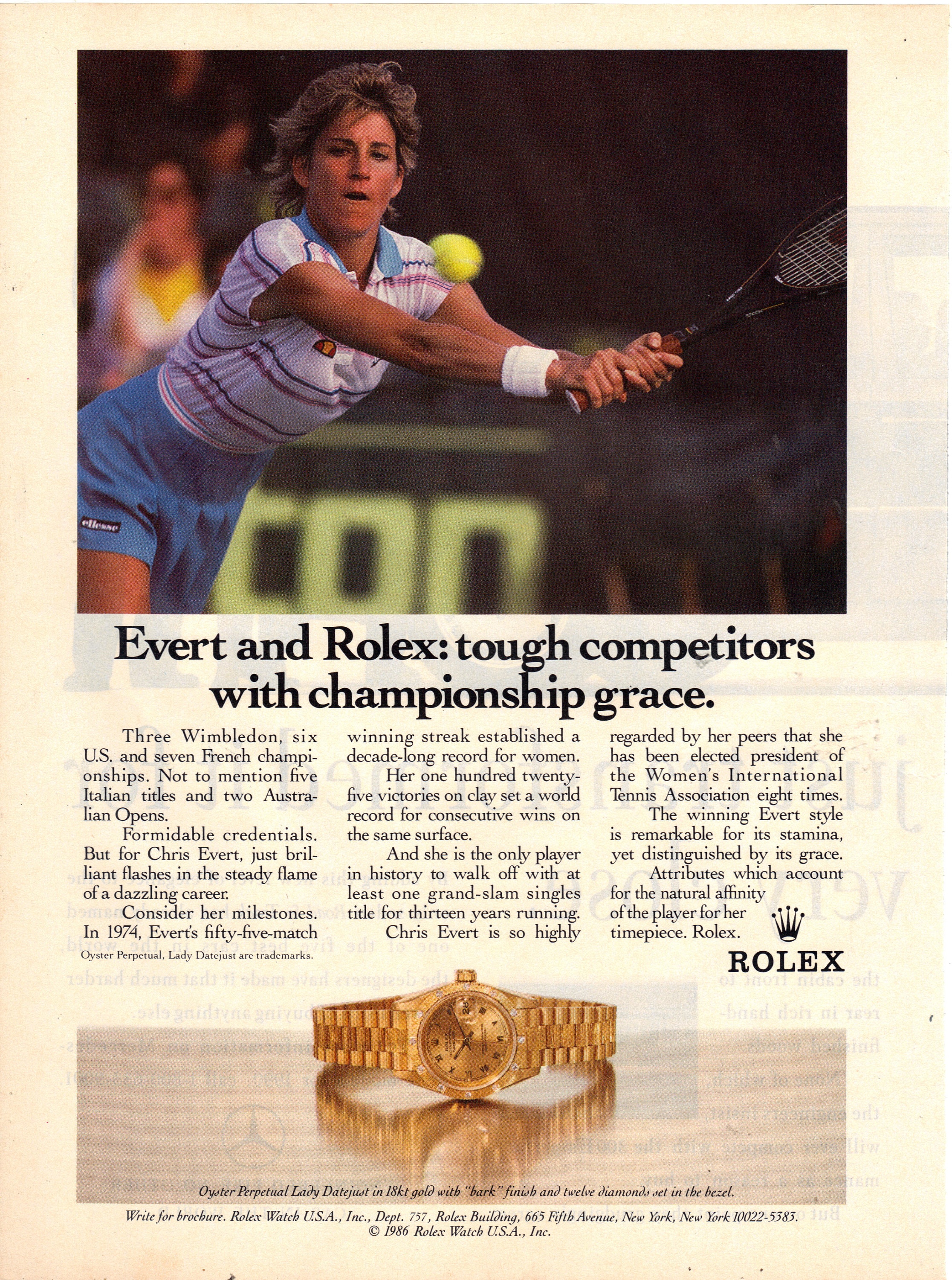 Vintage 1989 Rolex Print Ad W/ Chris Evert - Etsy