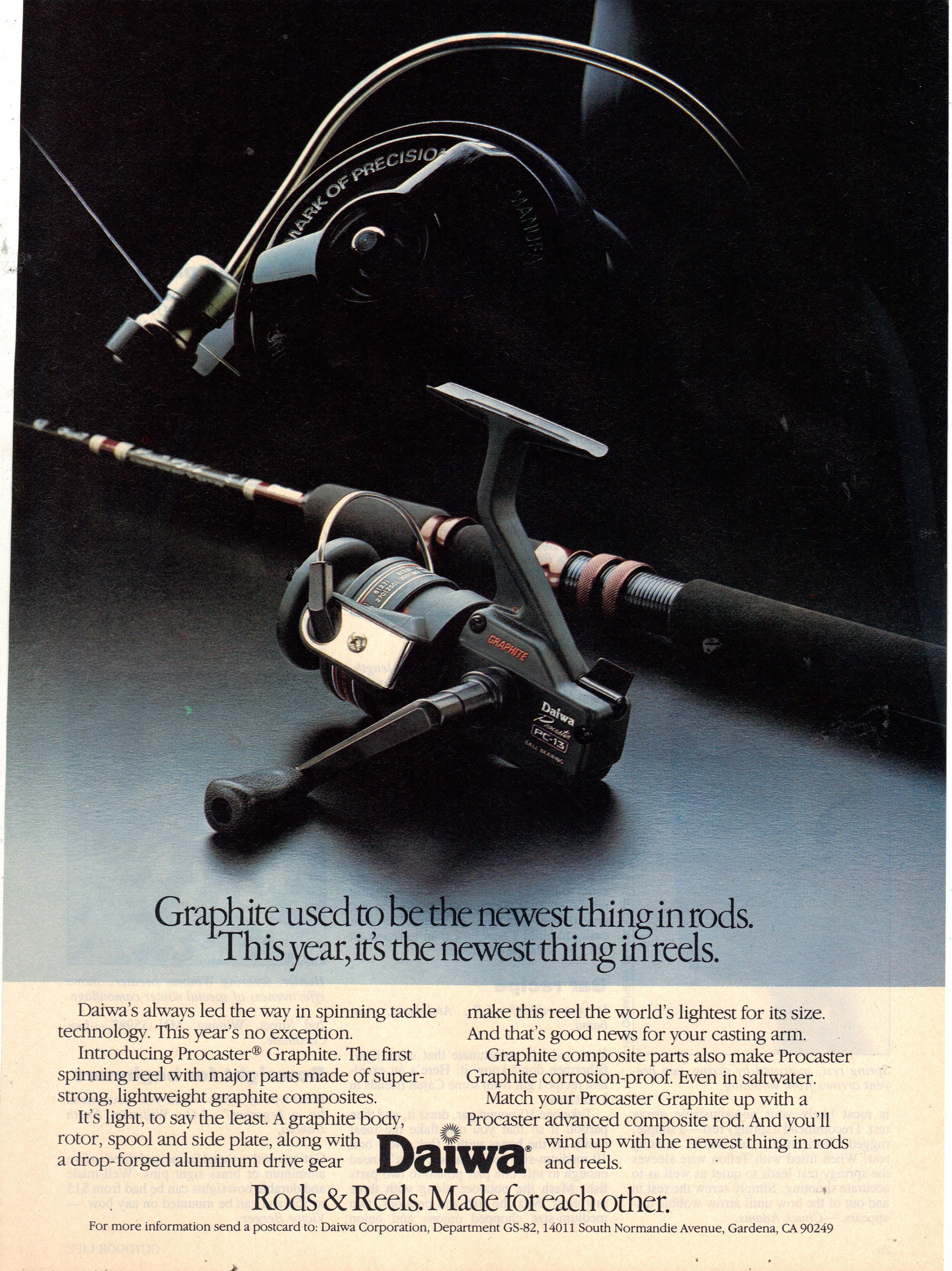 Vintage 1982 Print Ad for Daiwa Rods and Reels -  Canada