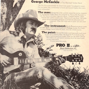 Vintage 1977 Print Ad for Pro II by Aria Guitar with George McCorkle