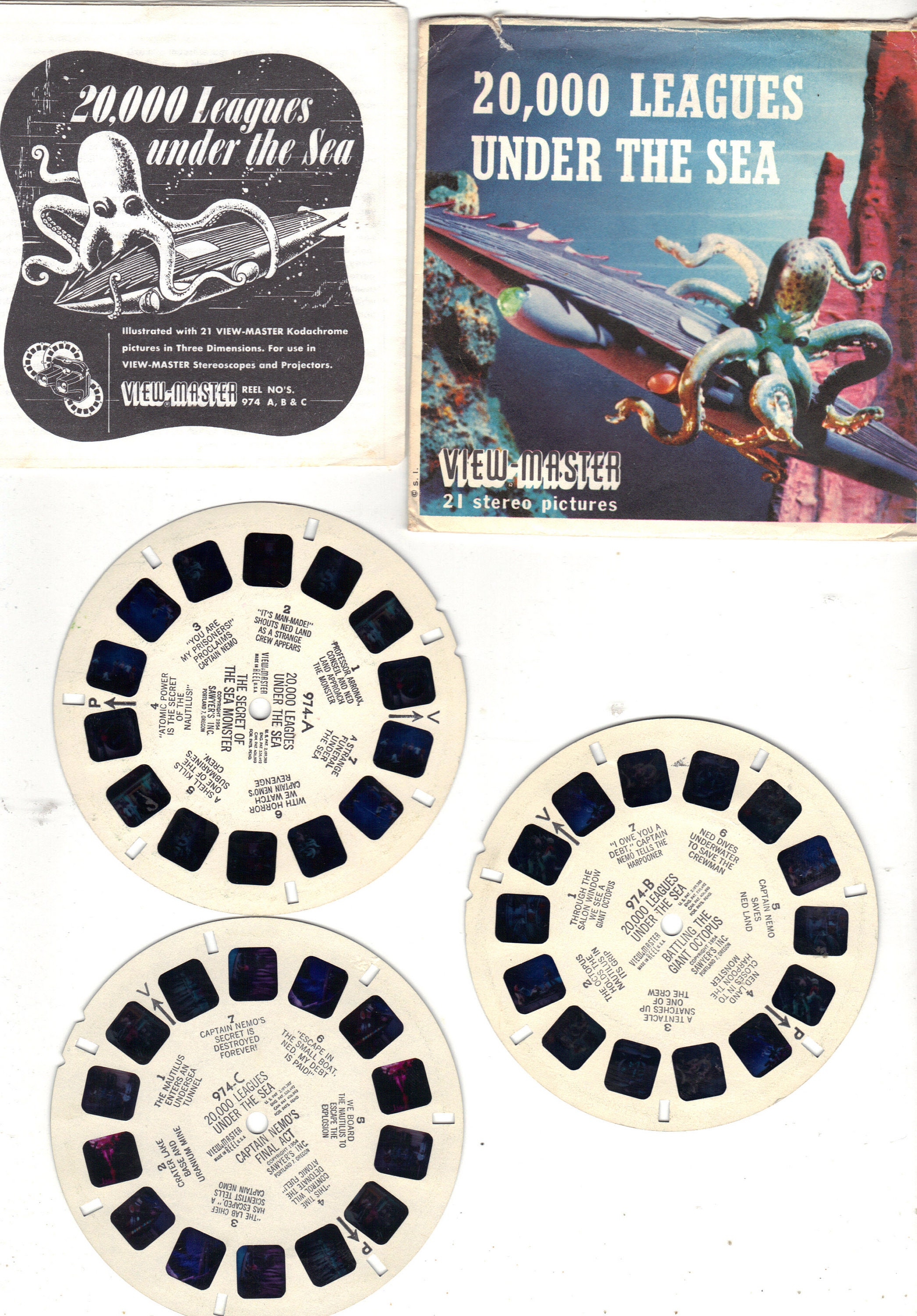 20,000 Legues Under the Sea - View-Master 3 Reel Packet - 1954