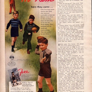 1948 McKem Children&#39;s Clothing Print Ad Wall Art Football