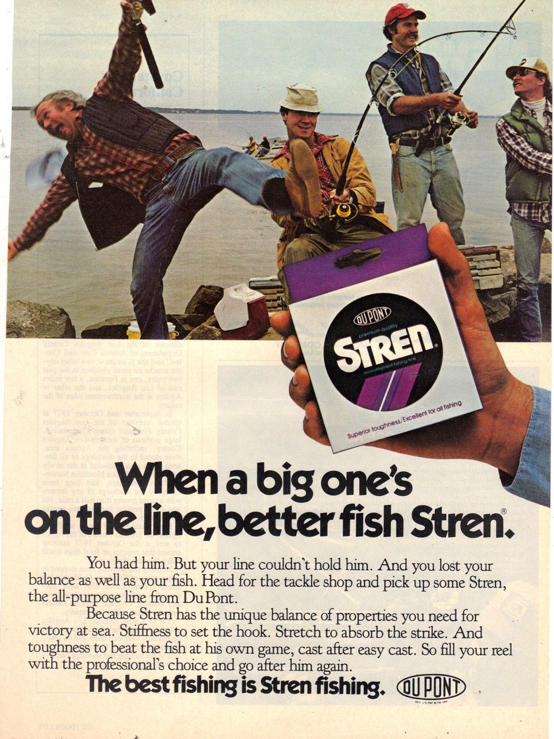 Vintage 1982 Print Ad for Stren Fishing Line -  Sweden