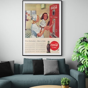 Vintage 1948 Coca-Cola Print Ad 2 Nurses buying Coke| Digital Download | printable Wall Art