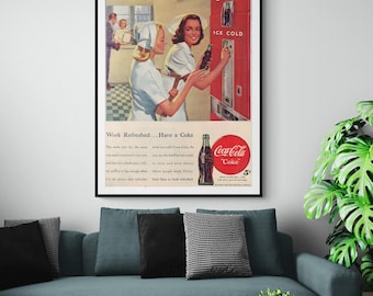 Vintage 1948 Coca-Cola Print Ad 2 Nurses buying Coke| Digital Download | printable Wall Art