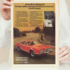 Vintage Mercury Montego GT-printadvertentie uit 1971| Digitale download| Afdrukbare muurkunst