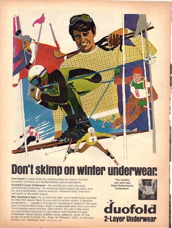Vintage 1971 Print Ad for Duofold Winter Underwear Etsy Canada