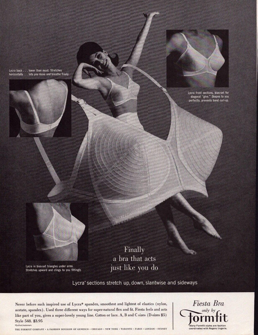 Vintage Print Ad 1963 for Fiesta Bra by Formfit - Etsy