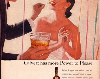 Vintage Print Ad -1960 für Calvert Reserve Whisky und Bayer Kinder Aspirin