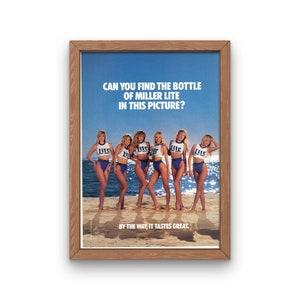 Vintage 1980's Miller Lite Print Ad| Digital download| Printable Wall Art