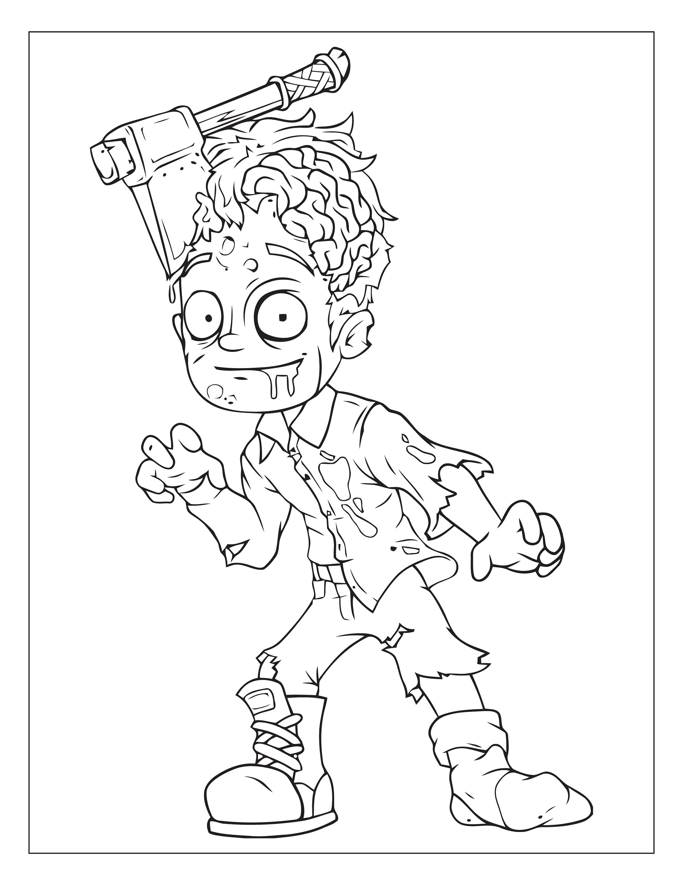 Set of 12 Printable Zombie Coloring Pages for Children - Etsy