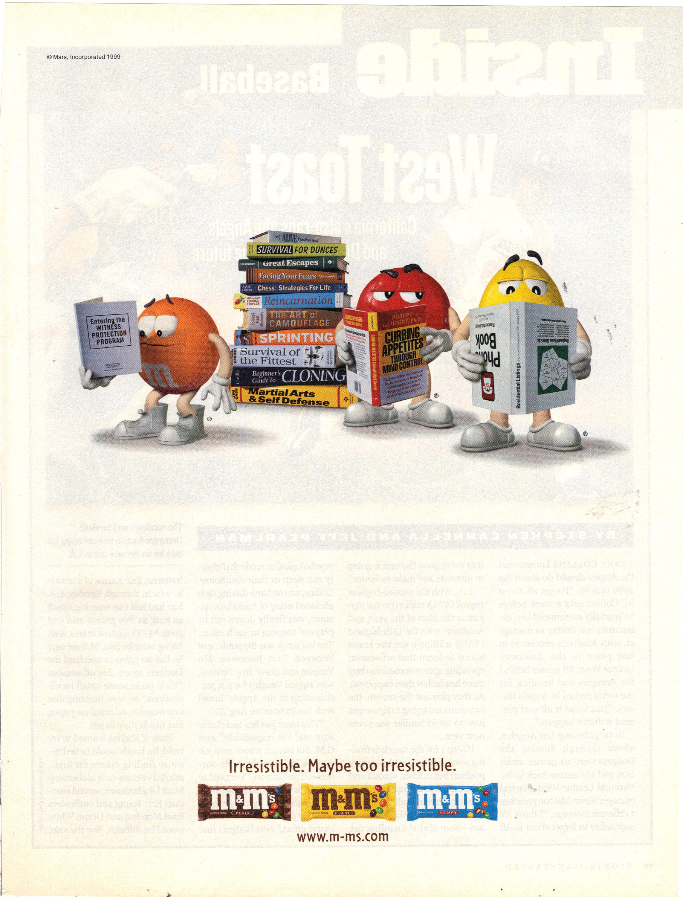 Vintage 1999 Print Ad for M&m's Candy 