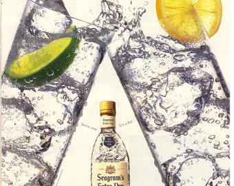 Vintage 1992 Seagram's Extra Dry Gin and Chivas Regal Print Ad