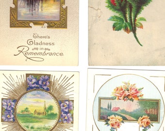 Lotto di 4 cartoline di auguri antichi - Lotto 1008