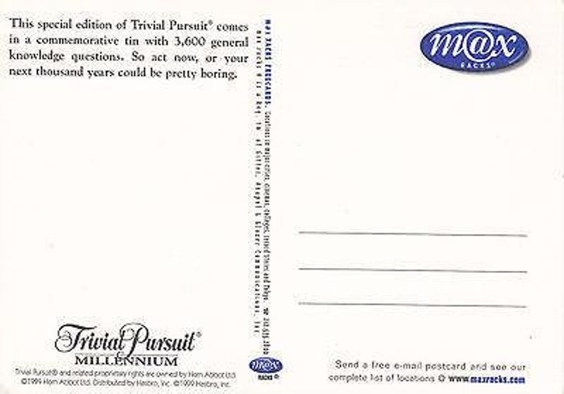 Trivial Pursuit Millennium Game advertisement Postcard
