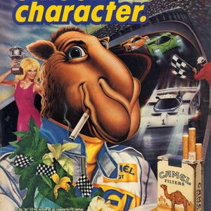 Vintage 1989 Print Ad for Camel Cigarettes with Joe Camel and Stroh&#39;s Beer