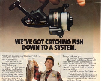 Vintage 1982 Print Ad for Shakespeare Sigma Fishing Reel 