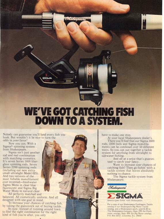 Vintage 1982 Print Ad for Shakespeare Sigma Fishing Reel 