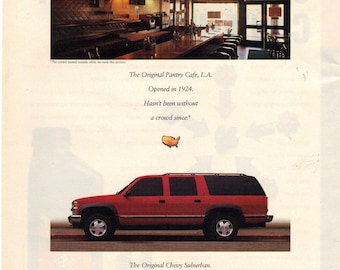 Vintage 1999 Chevy Suburban and Castrol Syntec Oil Print Ad