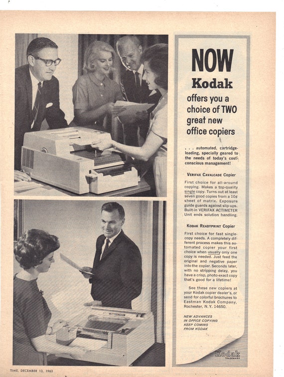 Vintage 1963 Kodak Copier Print Ad - Etsy