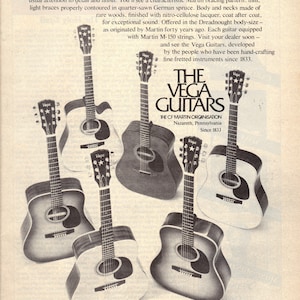 Vintage 1977 Print Ad for Vega Guitars