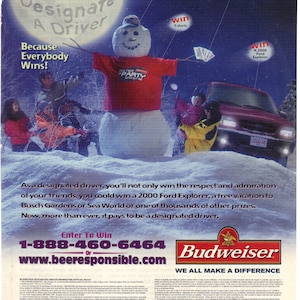 Vintage 1999 Budweiser Beer Print Ad