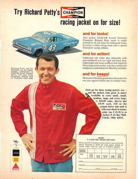 Vintage 1968 Print Ad for Richard Petty 