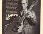 Vintage 1977 Print Ad for The Atkins Super Axe by Gretsch Guitars