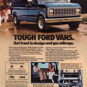 Vintage 1980 Ford Van and Camel Lights Cigarettes Print Ad