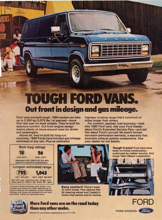 Buy Vintage 1980 Ford Van and Camel Lights Cigarettes Print Ad
