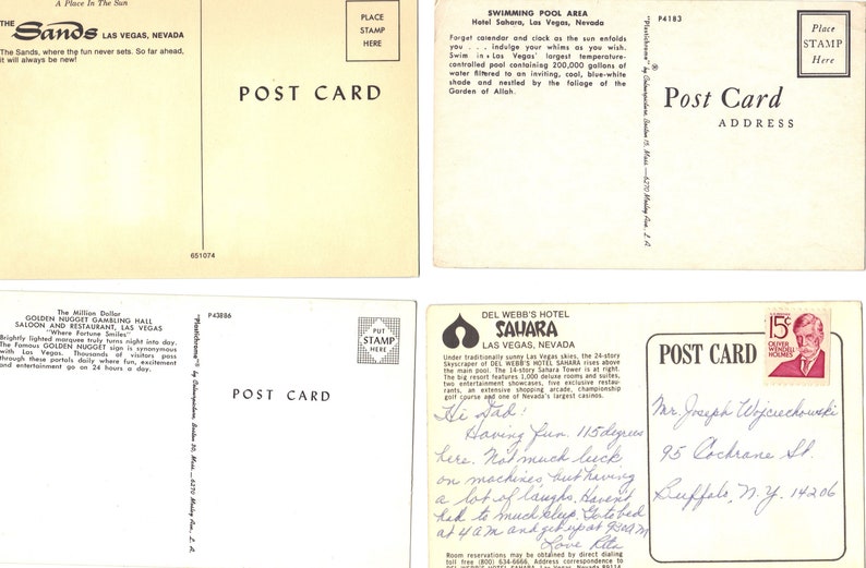 Lot of 4 Vintage Postcards of Las Vegas Lot 800