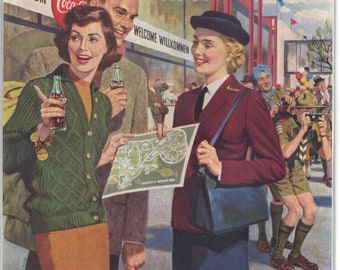1946年のコカ・コーラ広告：ヴィンテージのキッチンダイナーの壁画